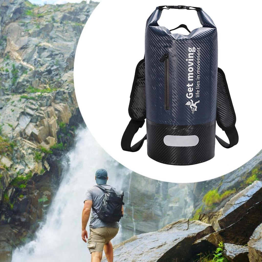 Dry Bag 10L Comfortable Sturdy W Clear Compartment Float Backpack Waterproof for Camping Fishing