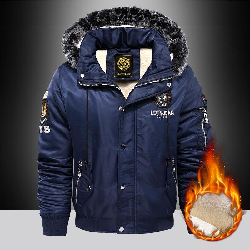 Men's Outdoor Casual Down Parkas Coat Oversize Plus Velvet Thick Keep Warm Winter Padded Jacket