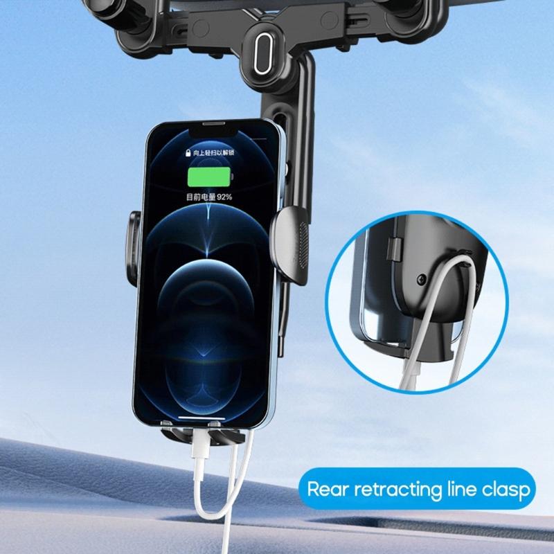 360-degree Rotation-Navigation Mount Mobile Phones Holder Car Adjustable Stand Rearview Mirror Retractable Phone Bracket