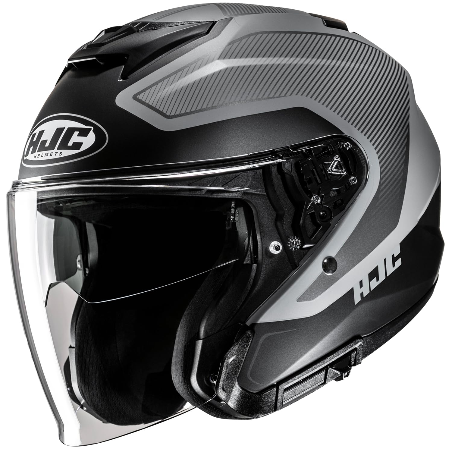 

HJC HELMETS Motorcycle Jet Open with Sun Internal Compatible with Tevis HJH275 BLACK Size L Helmet, Face, Built-in Visor, Ventilation, i31, (MC5SF),