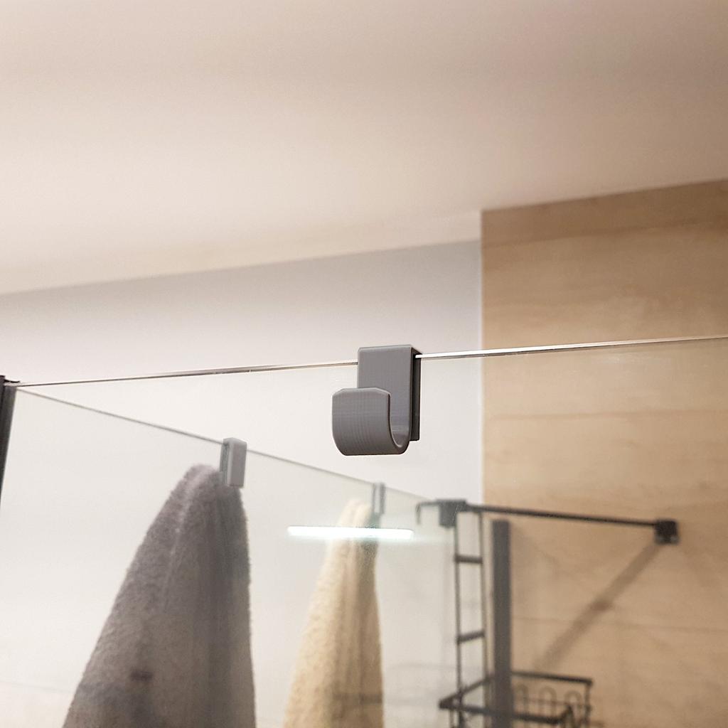 Set of 4 Shower Glass Hangers 8mm Gray