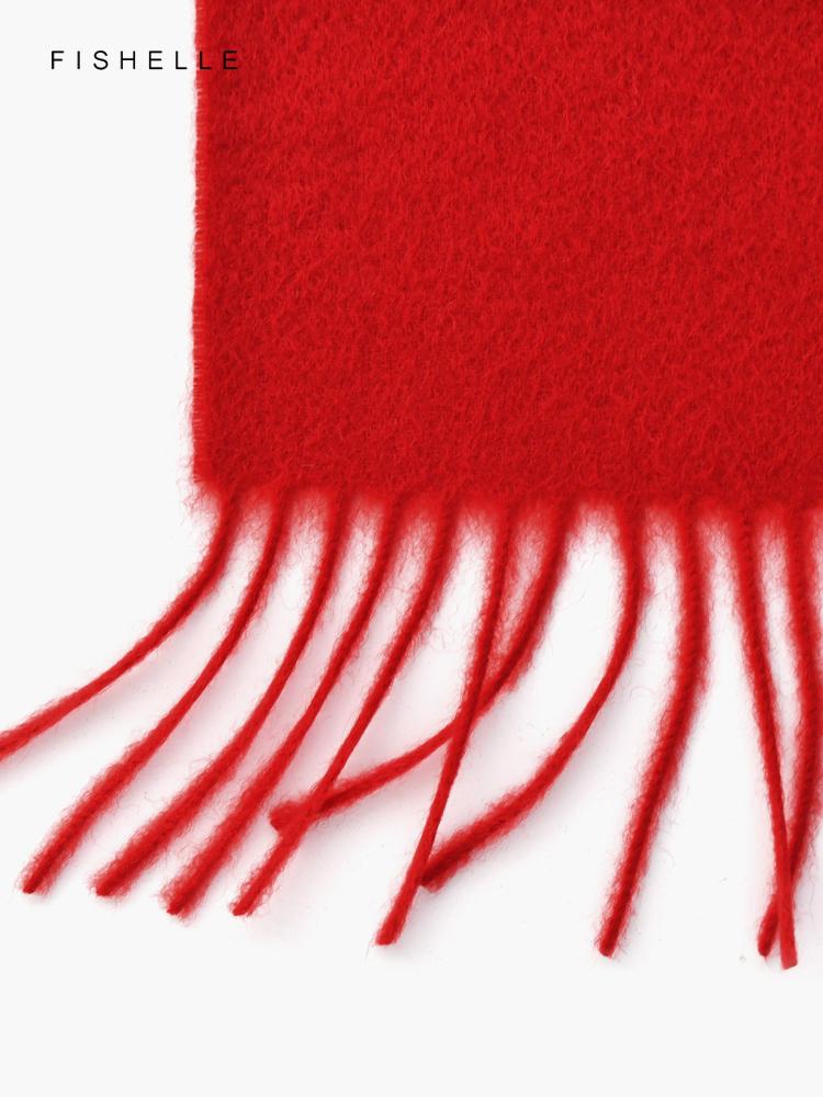 New Solid Classic Red Pure Cashmere Scarf Women's Winter Warmth Scarves For Men's New Year Christmas Adults Luxury Gifts