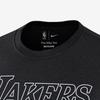 New Nike NBA Los Angeles Lakers Courtside Logo Print Crewneck T shirt Black DH6745-010
