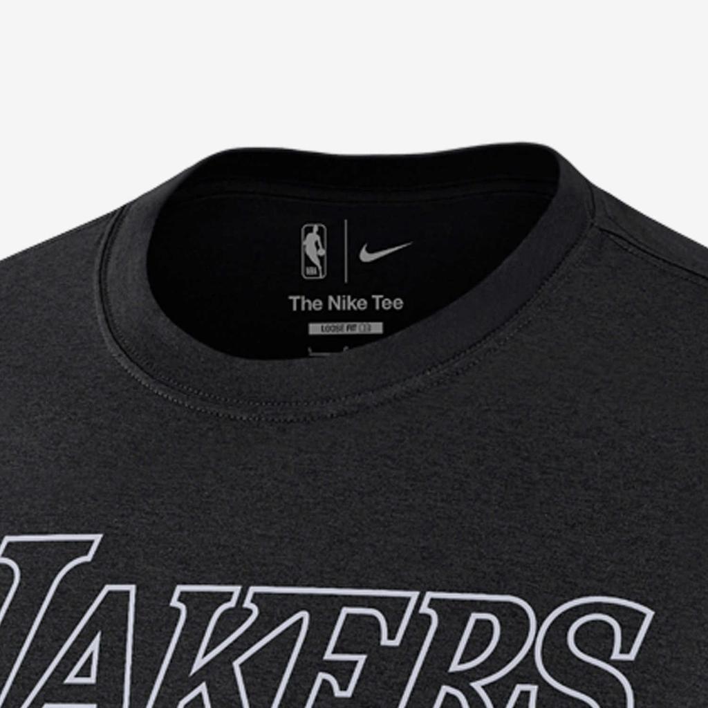New Nike NBA Los Angeles Lakers Courtside Logo Print Crewneck T shirt Black DH6745-010