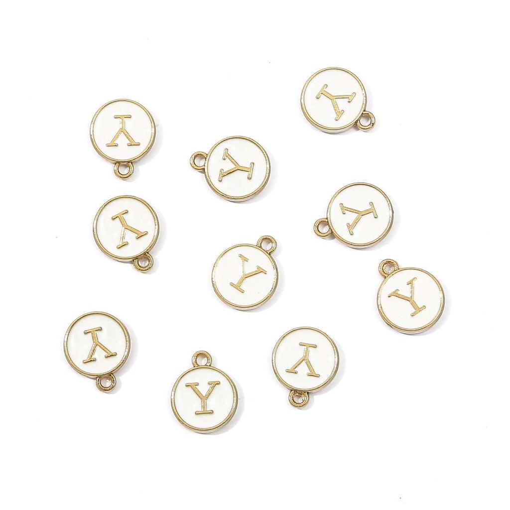10 Uds. De dijes de letras en inglés esmaltados de Metal, colgante para fabricación de joyas DIY, accesorios para collares y pulseras
