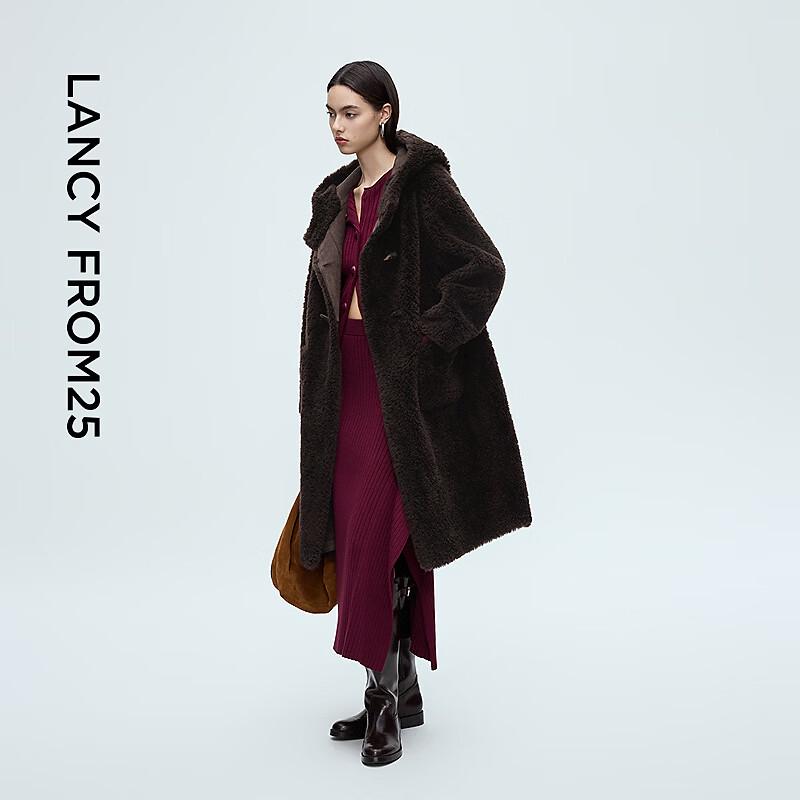 LANGZI Wang Churan Style Hooded 100% Wool Long Coat