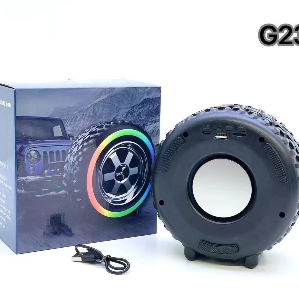G2389 Tire RGB Bluetooth Speaker Portable Multi-function Subwoofer Outdoor TWS Card