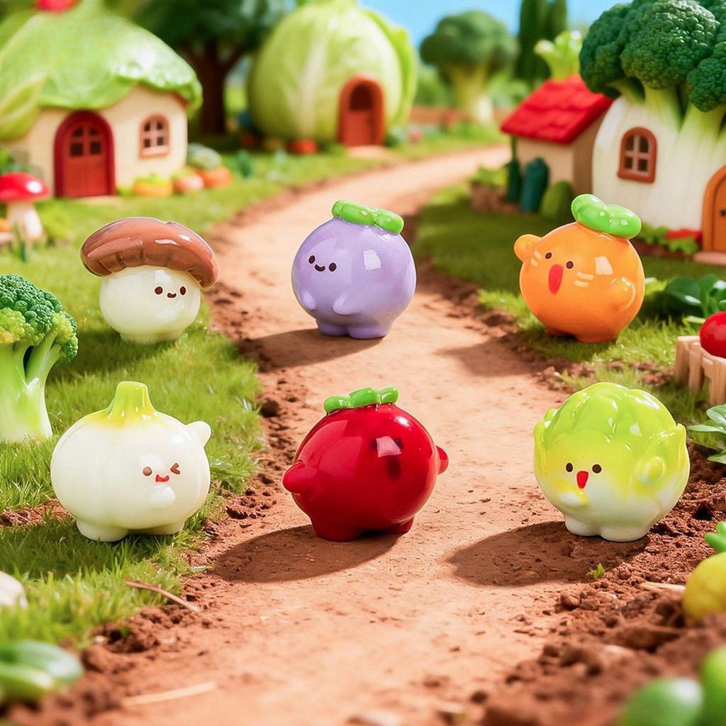 10-30pcs Cartoon Vegetables Tomato Resin Craft Figurine DIY Home Decor Miniature Fairy Garden Bonsai Moss Decoration Accessories