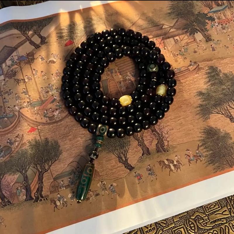 Temple Mutton Fat White Jade Bodhi Root 108 Beads Unisex Bracelet Necklace Pendant Buddhist Beads