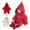 COCOMIYA Christmas Cosplay Baby Santa Romper Loungewear with Perfect for Costume Christmas and Everyday A Great Warm Coverall Pom-Poms, Parties,