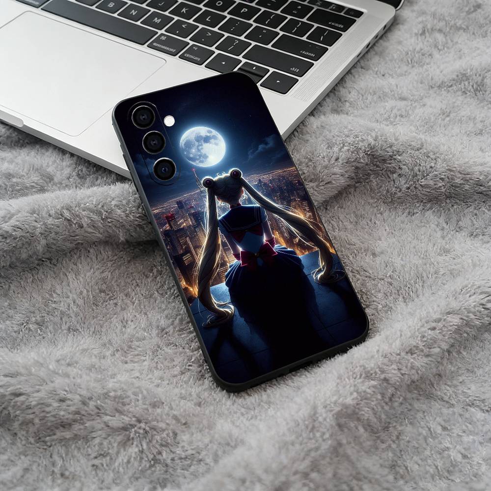 Sailor M-Moon-Usagi Tsukino Soft Silicone phone Case for Samsung Galaxy A73/A71/A72/A70/A53/A52/A51 - Black