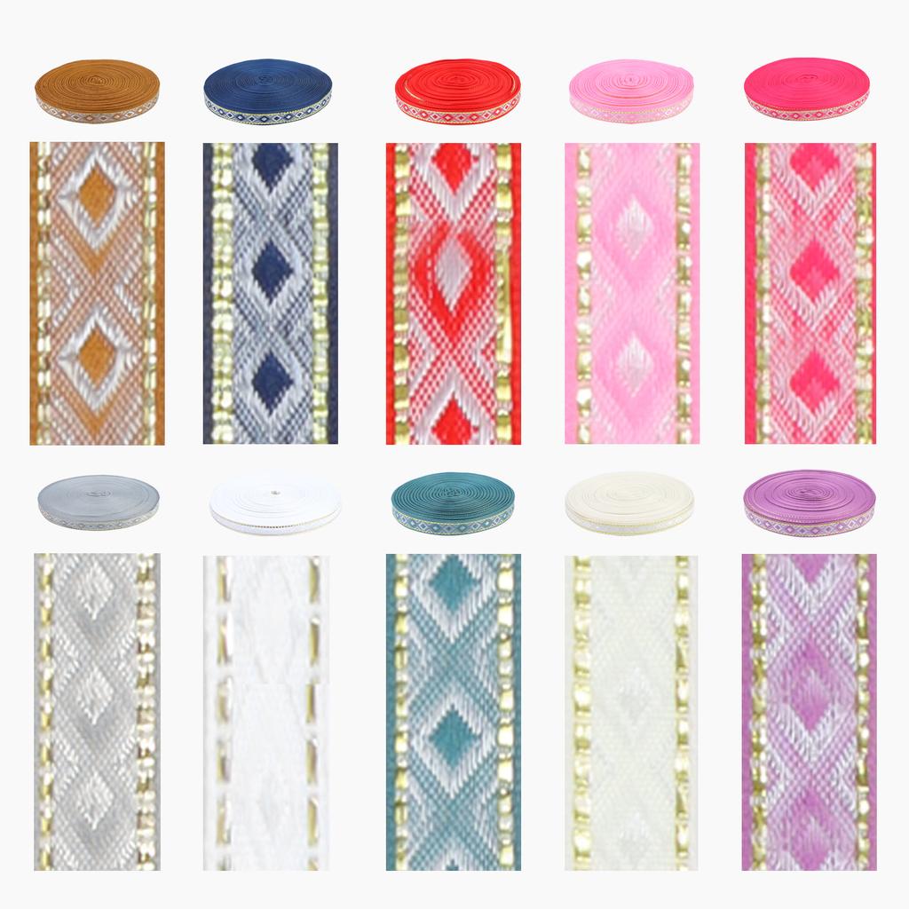 Rhombus Ribbon Trim 3 Yards Geometry Ribbon Vintage Trim for Gift Wrapping DIY Scrapbooking Party Decoration Crafts