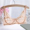 Sexy Lace Bra with Shoulder Strap Breathable Seamless Fit Hollow Out Bralette Push-up Bra Embroidery