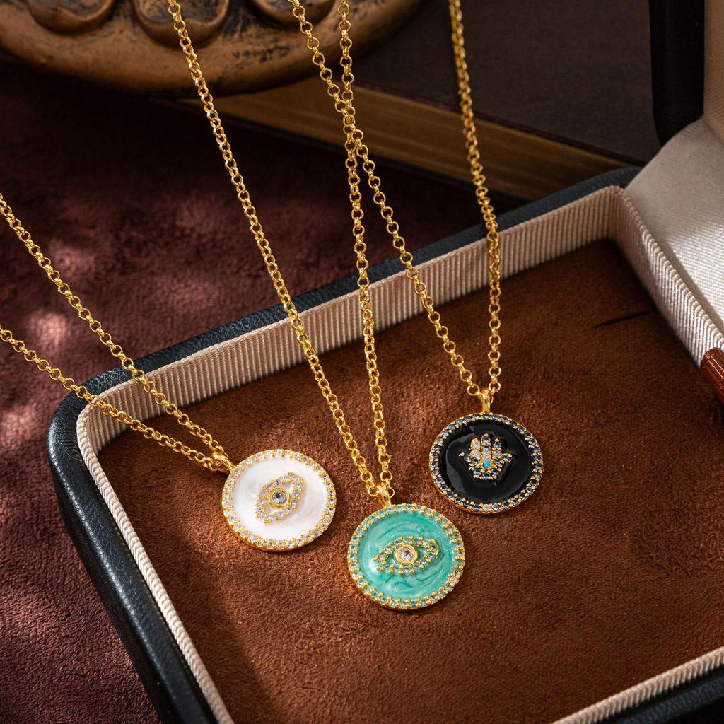 Trendy Evil Eye Drip Oil Coin Necklace - Versatile Retro Clavicle Chain