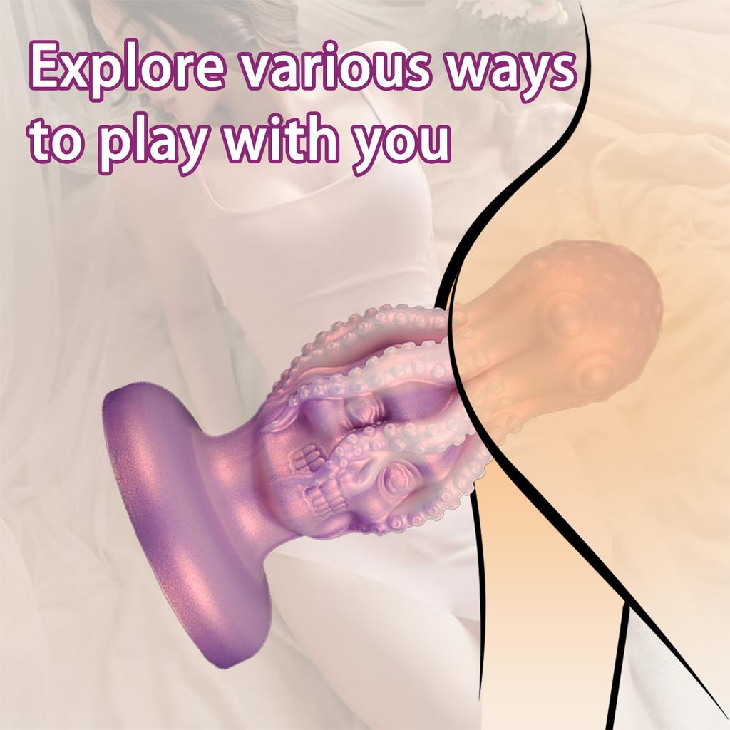 Octopus Holding Skull, Backyard Anal Plug, Anal Dilation, Masturbator, Liquid Silicone Simulated Penis, Adult Sex Products