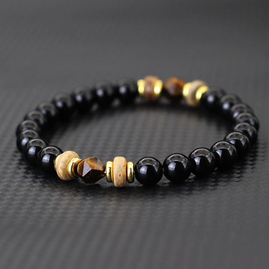 Fashionable Men Natural Stone Handcrafted Bracelet For Everyday Wear Irregular Tiger Eyes Beads Braslet Cool Biker Hand Jewelry