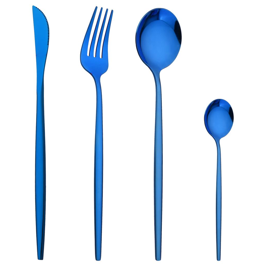 Westliches 4-teiliges Gold-Geschirr-Set, Messer, Gabel, Kaffeelöffel, Besteck, Edelstahl, Geschirr, Besteck, Kiechen-Besteck