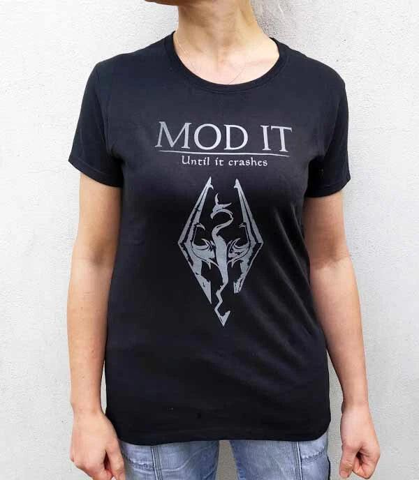 Skyrim Mod It Until It Crashes Unisexs TShirt S