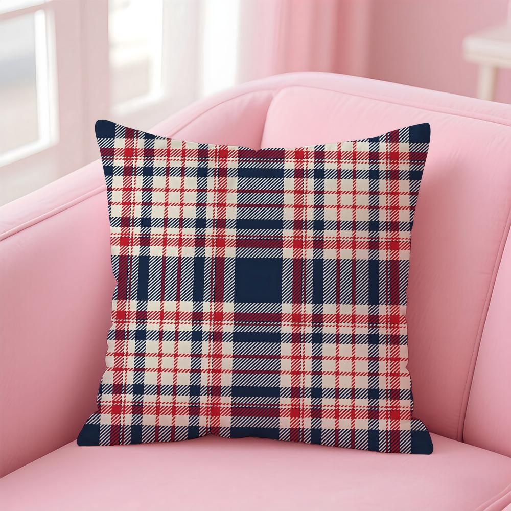 Checkered Pattern Cushion Cover Comfortable Reversible Pillow Cover Ideal for Car Sofa Bedroom  Beyond