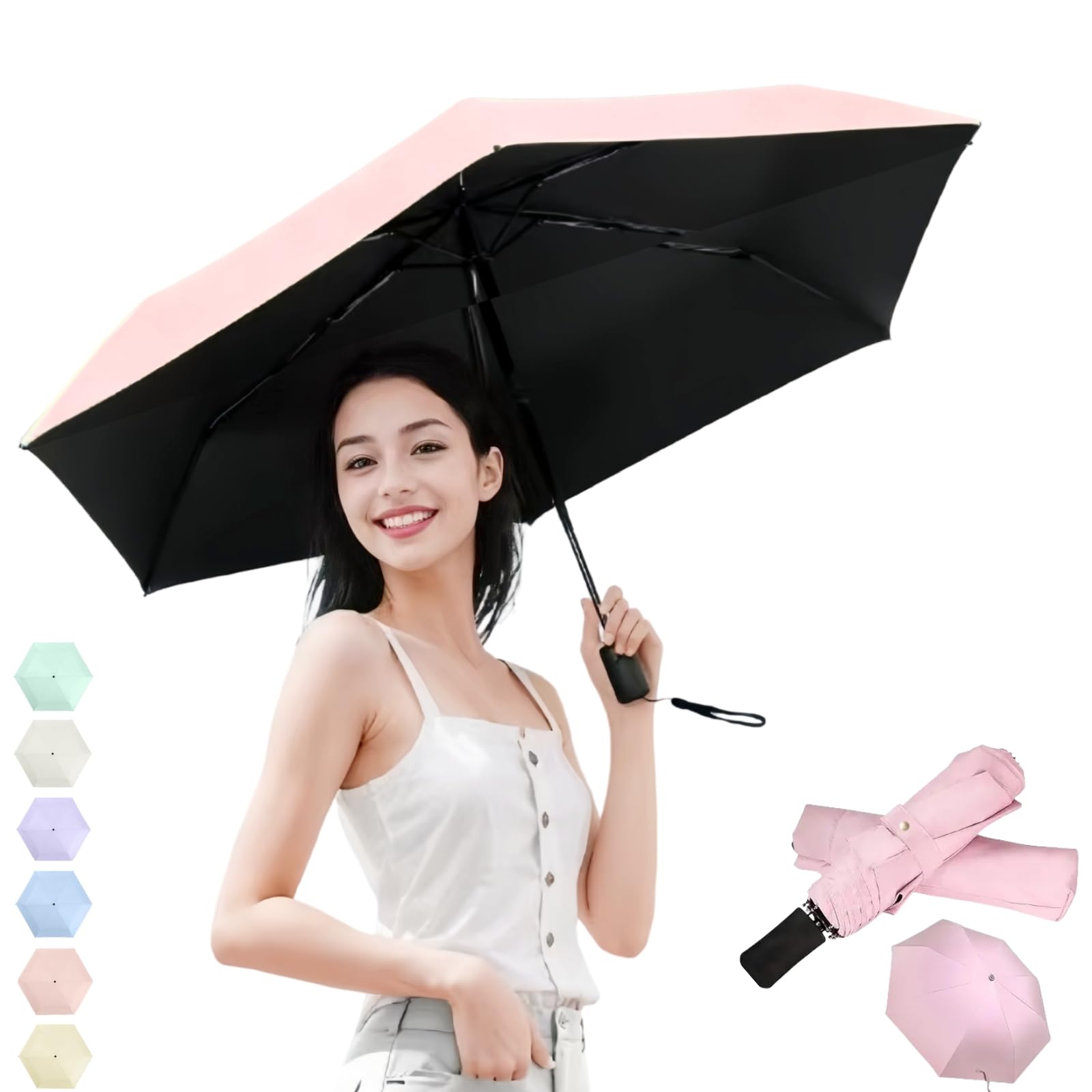 

Летний зонт 2025 года с защитой от УФ-лучей и светоблокировкой, автоматический зонт обратного сложения для солнца, кожи, солнца, дождя или супер, включает хранение, идеально