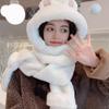 Windproof Integrated Cap Scarf Gloves Soft Plush Neck Warmer Winter Beanie Hat Scarf  for Women