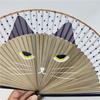 Cartoon Cat Cloth Fans Bamboo Fan Japan Style Noblewomen Performances Hand Held Fans Lovely Wedding Party Fan Gifts