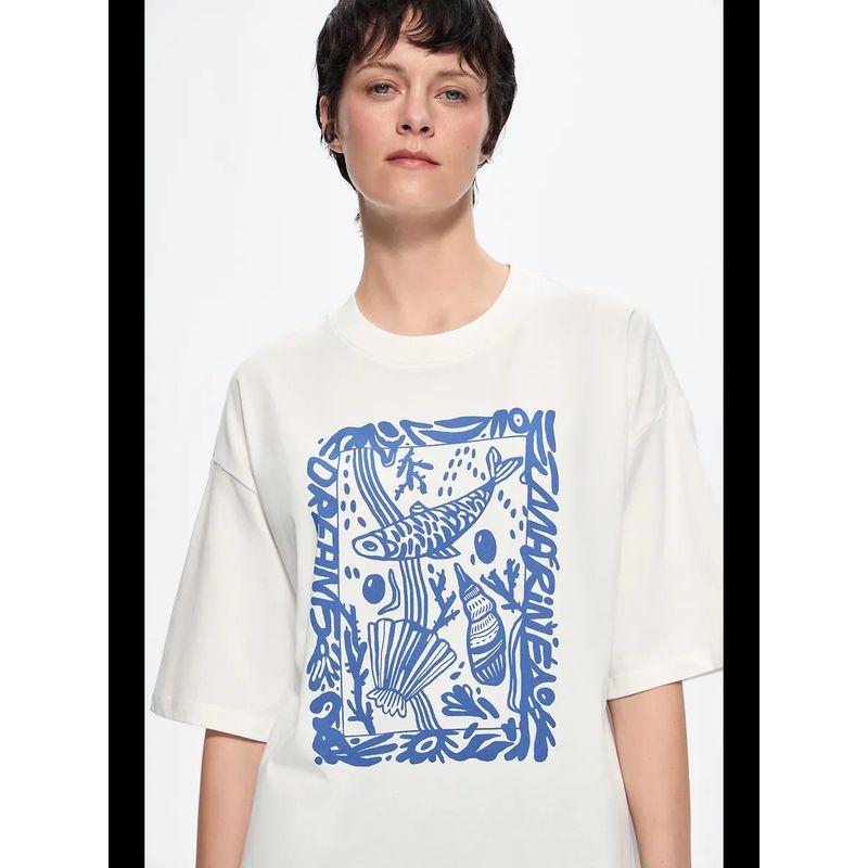 Western Style New Fashion Casual Loose round Neck Print Short sleeve T-shirt Top Printed T-shirt Top