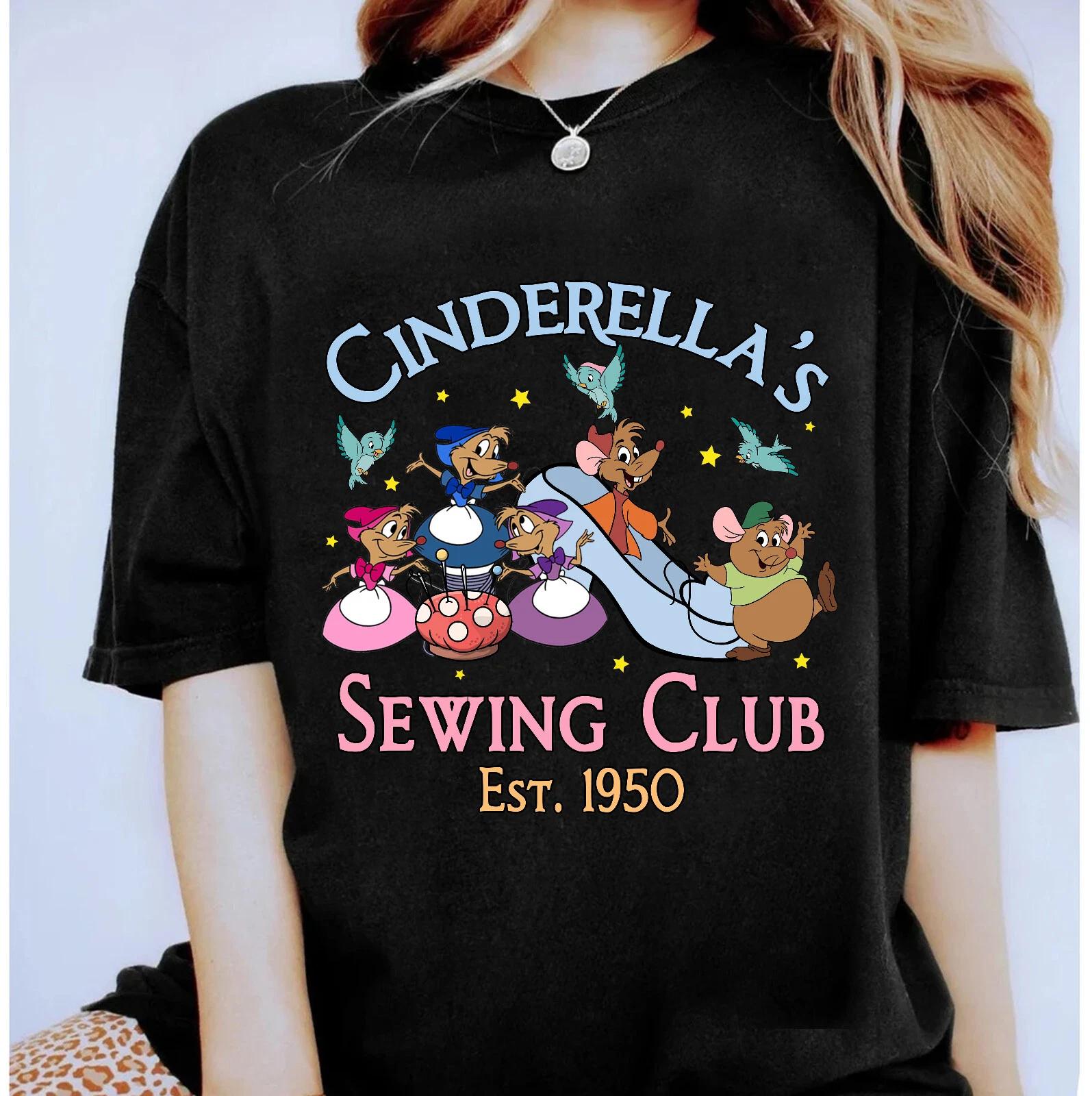 

Cinderella Sewing Club Est 1950 Shirt Womens New Casual Fashion Unisexs and Womens Couple Street Wear S
