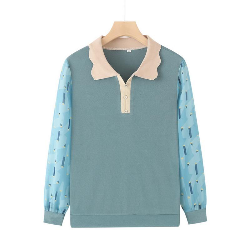 

Весенне-осенняя одежда для мамы среднего возраста, трикотажный свитер с длинными рукавами, лацканами и свободного кроя, женский базовый топ свободного кроя для женщин среднего и пожилого возраста D-5XL