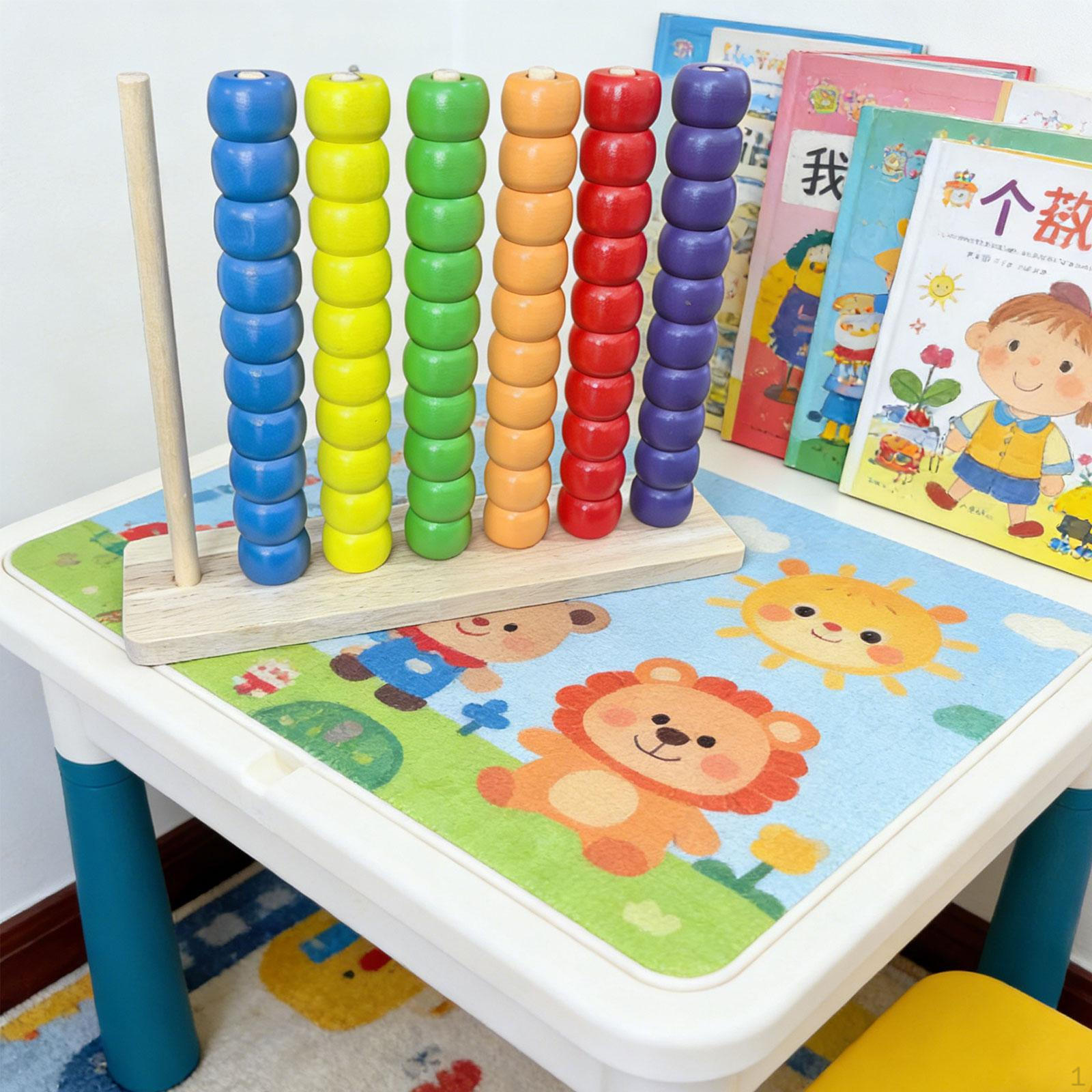 

Wooden Color Sorting Stacking Toys with Beads Fine Motor Skills Educational Toy Counting Games for