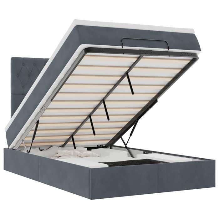 VidaXL Cadre de lit ottoman et matelas gris foncé 120x200 cm velours, cadre de lit, cadre de lit rembourré, cadre de lit 3313536