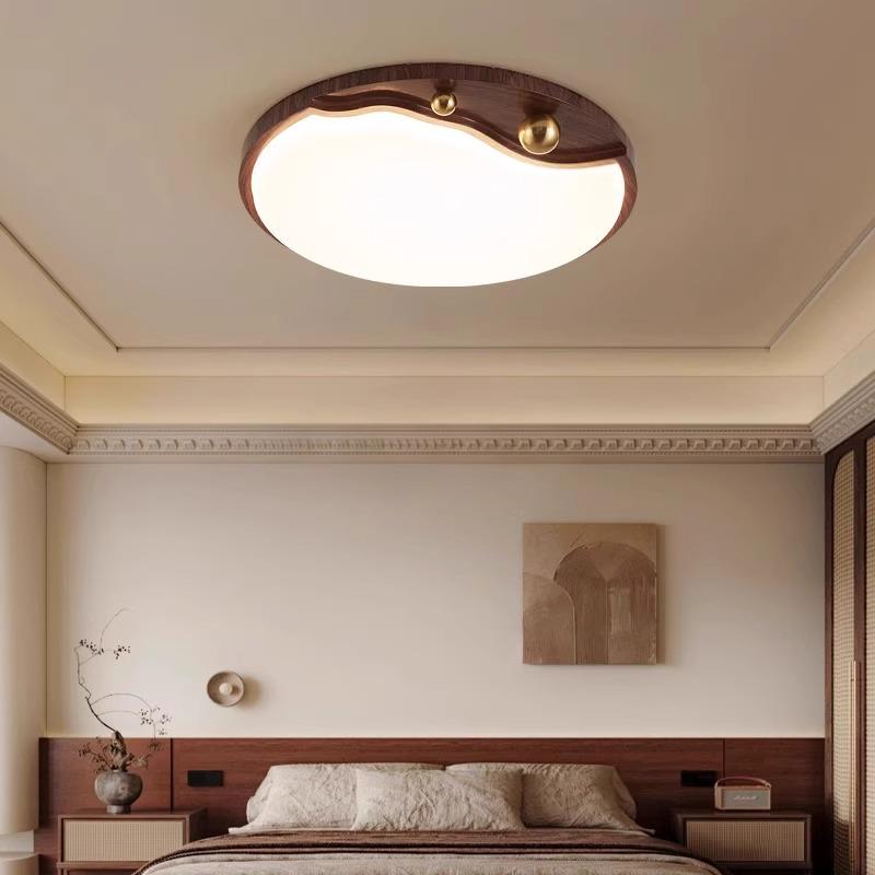 American Retro Walnut Ceiling Lamp: 2024 New Medieval Style for Living Room or Bedroom