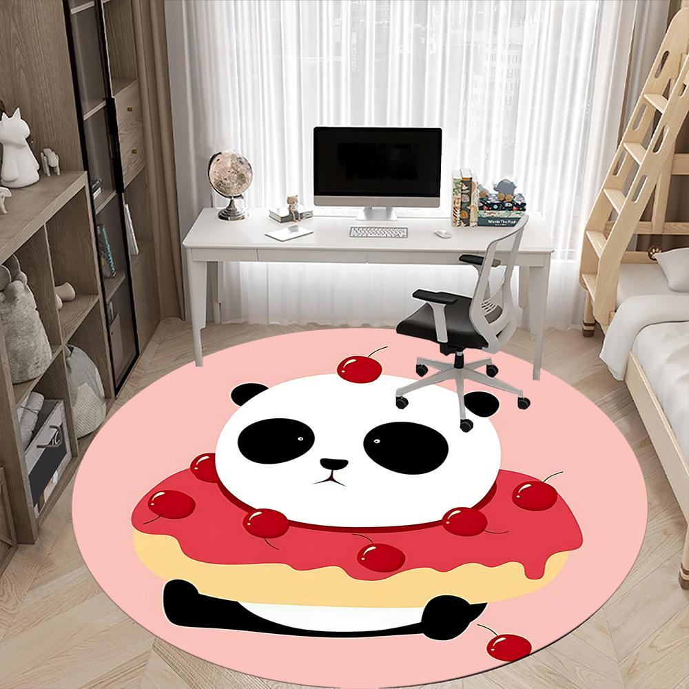 1pc Panda Donut Office Round Area Rug, Indoor Mat Suitable For Office, Under Office Chairs Bedroom Living Room Home Decor, Room Deco