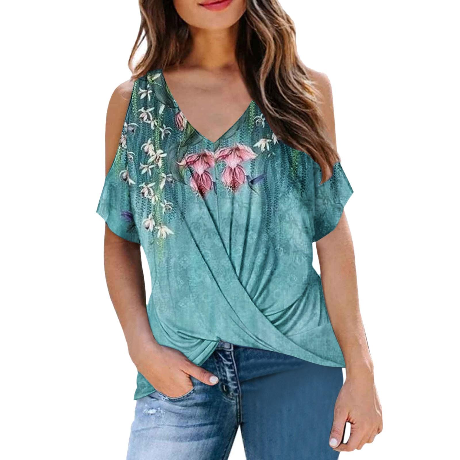 

Женский повседневный однотонный принт, облегающий сексуальный пуловер с открытыми плечами, топ с v-образным вырезом L зелёный