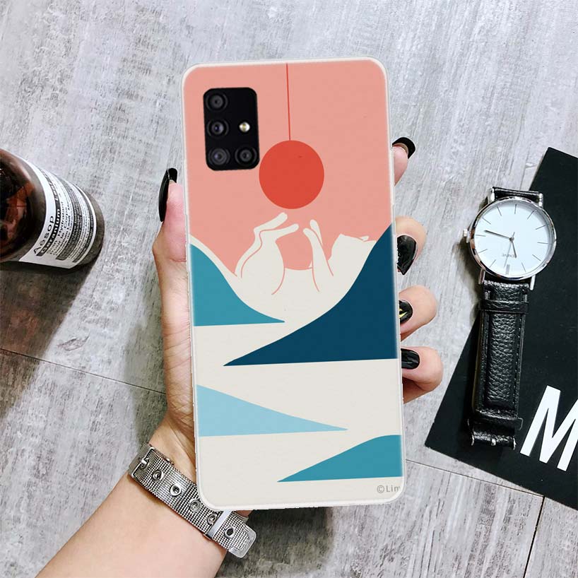 Abstraktní umění Kočka Hora Fudži Japonsko Krajina Pouzdro na telefon Pro Samsung Galaxy A12 A22 A32 A42 A52 A72 A51 A71 5G A41 A31 A21 A02S