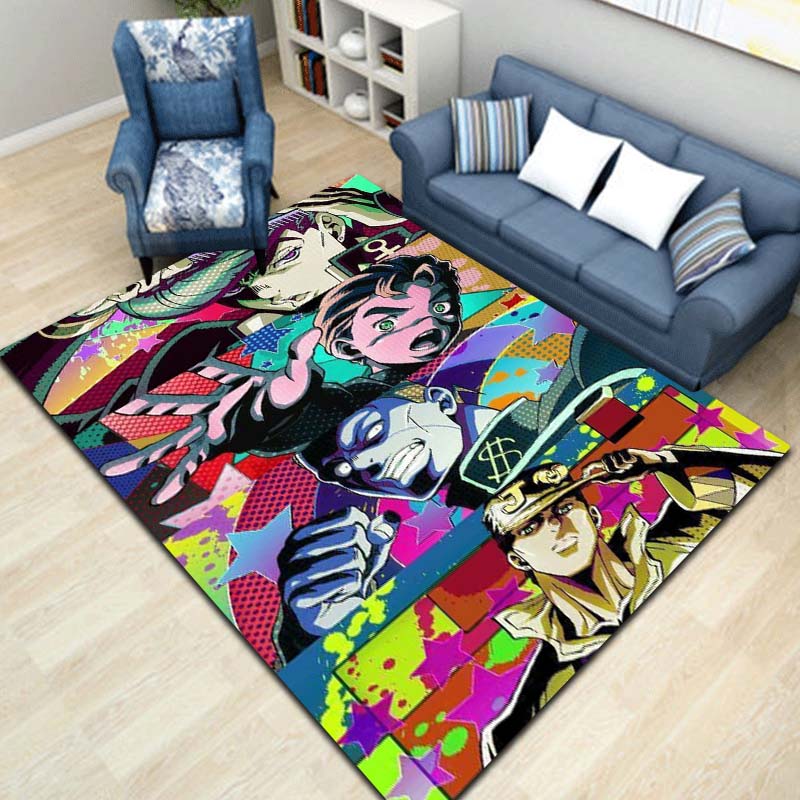 3D Classic Anime J-JoJo's Bizarre Adventure Game Printed Carpet Tea Table Living Room Bedroom Decoration Anti slip Carpet Gift