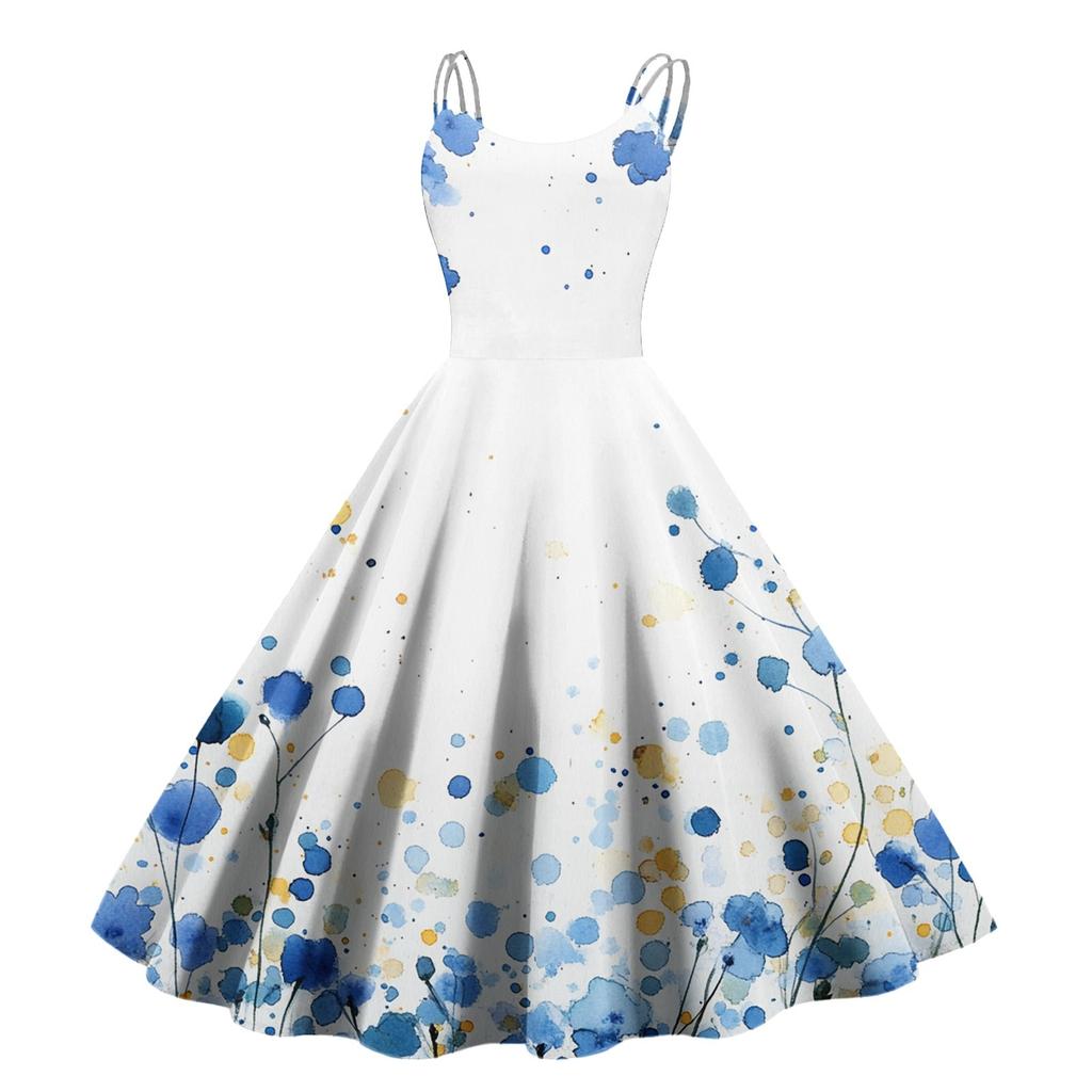 Sexy schulterfreies Punk-Vintage-Kleid mit Blumendruck für Damen