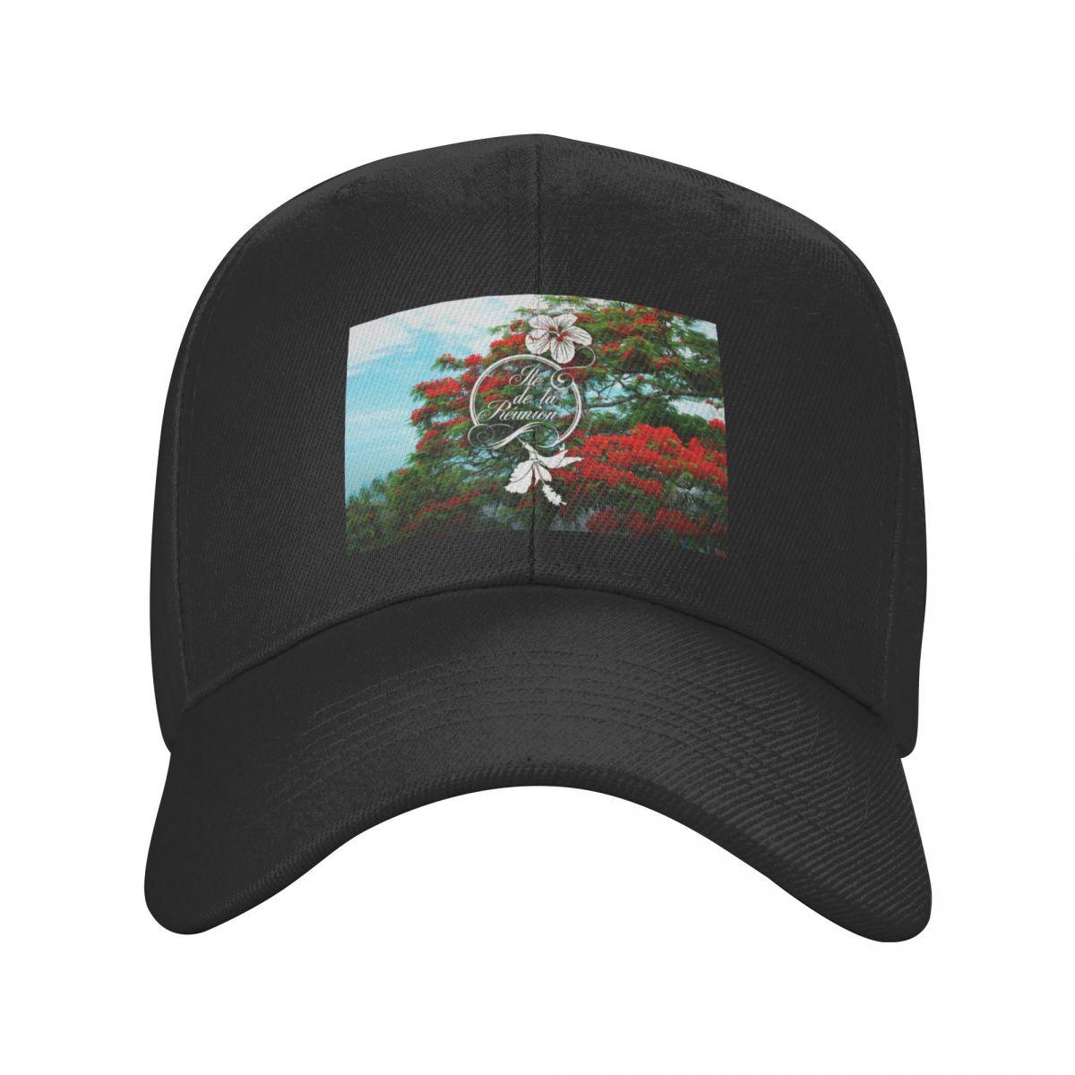 

Custom 974 Reunion Island Flamboyant Hibiscus Baseball Cap Sun Protection Adjustable Flowers Print Dad Hat Summer Snapback Caps