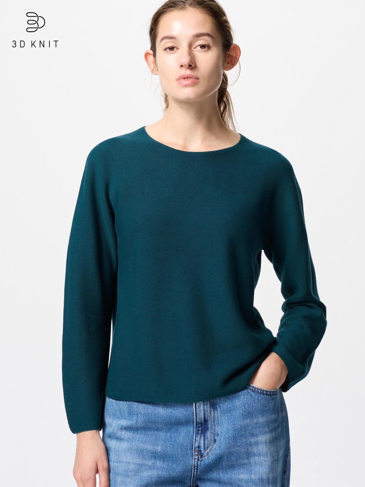 

Uniqlo 3D Knit Cotton Crewneck свитер с длинным рукавом 67 BLUE/WOMEN XS