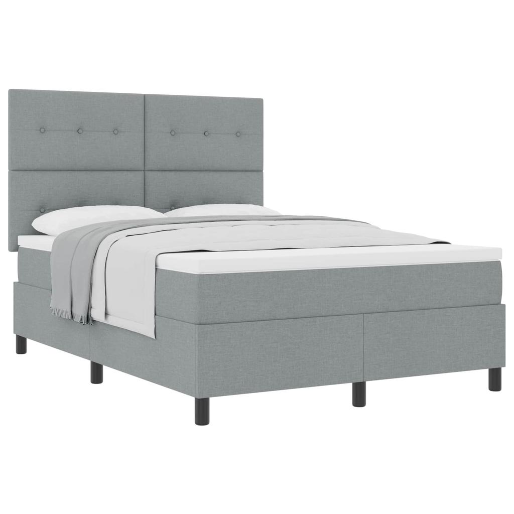 Box Spring Bed with Mattress Light Grey 140 x 200 cm Fabric