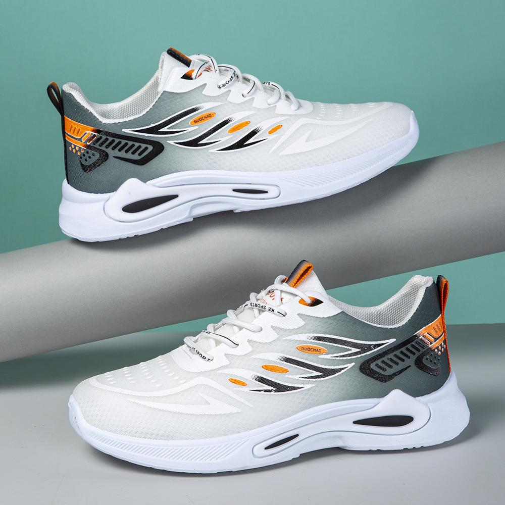 Sports men's shoes new high-end flying woven running mesh breathable student running casual versatile sports shoes
