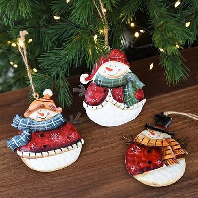 Christmas Tree Decorations Iron Circular Snowman Christmas Tree Pendant Decoration For Party 2026 Navidad Natal Decor Gift