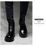 Men's Black British-Style Chelsea Boots: Soft Leather, High Top, Thick Sole, Motorcycle Workwear