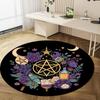 Floral Moon Phase Circular Rug - Office Decorative Carpet For Living Room Bedroom Door Mat Floor Rug Computer Chair Area Rug