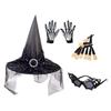 Halloween Witch Hat Pointed Adult Fancy Dress Oxford Cloth Modern Witches with Gauze Wizard