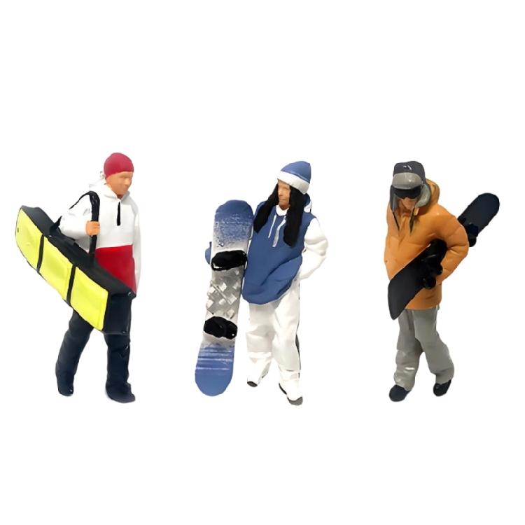 Realistic Skiing People Figure Model 1:64 Scale Hand Painted Miniature Figures for Dioramas Props,Photography Collector