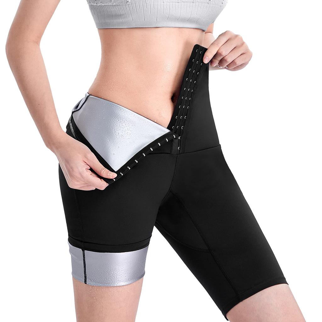 Sawaiko Sauna Heavy Sweating Training Shorts with Adjustable Sports Heat and Sauna Yoga Fitness Lightweight Women's Shorts, Hooks, Sweat-Eliminating