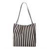 Korean Retro Artistic Striped Shoulder Bag - Large Capacity Fashion Tote