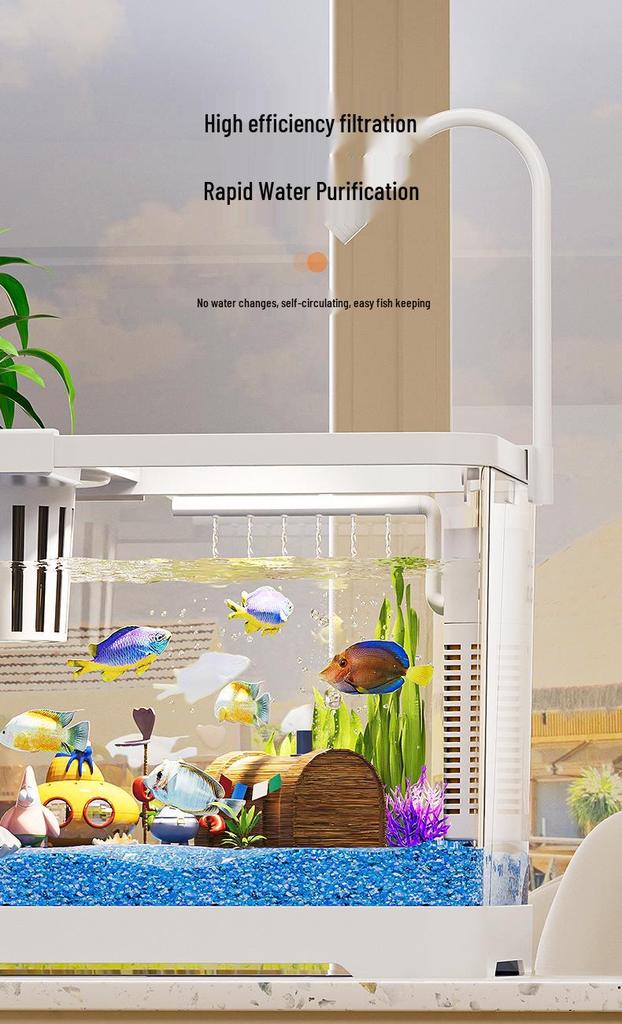 Stolní akvárium s vysokou průhledností, ekologickým filtrem a okysličováním