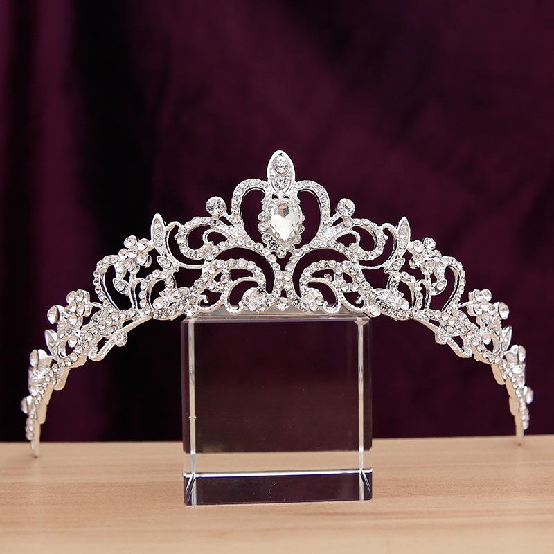 

European Crystal Crown Headdress for Wedding, Birthday, or Ceremony белый
